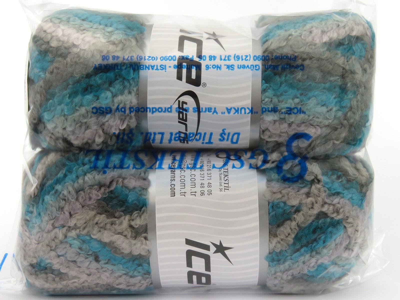 Boucle Wool Magic Grey Shades, Turquoise Shades