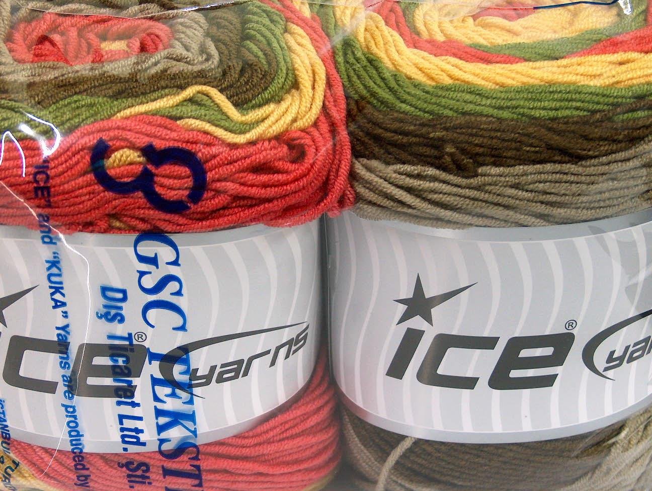 Cakes Aran Brown, Green, Yellow, Grey, Salmon