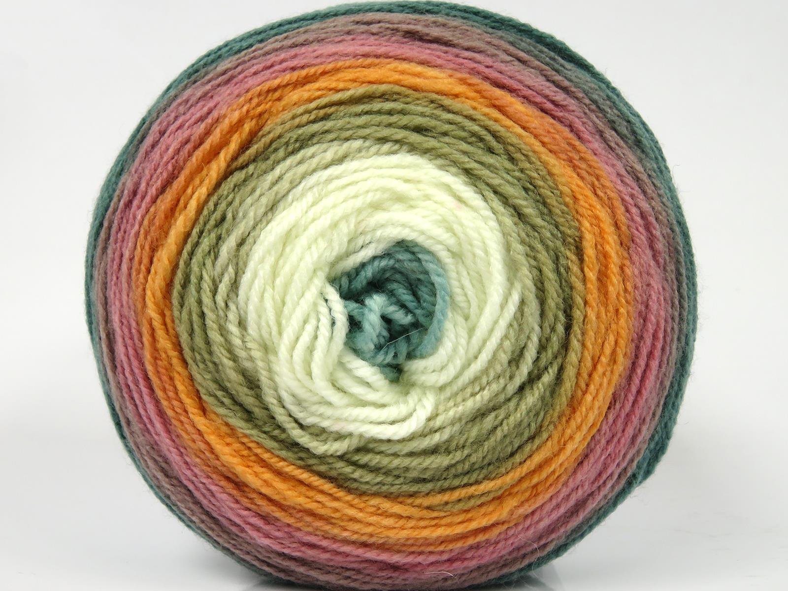 Cakes Wool DK Green, Cream, Orange, Camel, Pink Shades