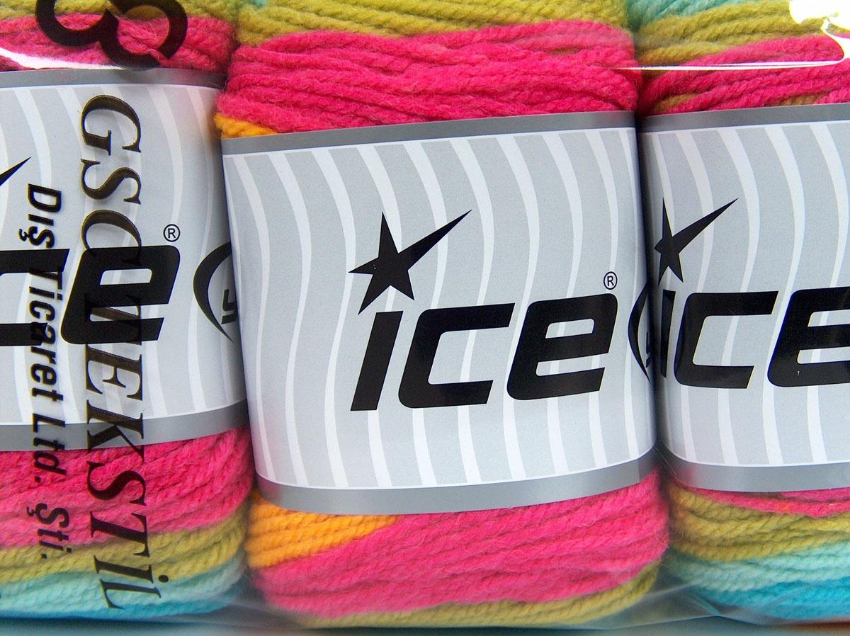 Cakes Wool Pink, Turquoise, Yellow, Mint Light Green