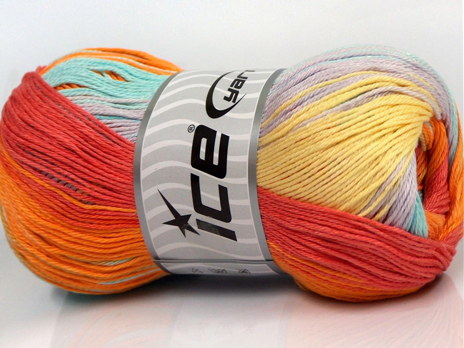 Camilla Cotton Magic Lilac, Yellow, Light Turquoise, Orange Shades