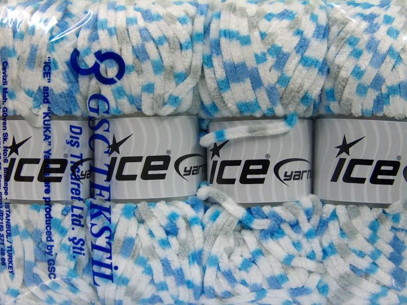 Chenille Baby Colors Blue, White, Light Grey