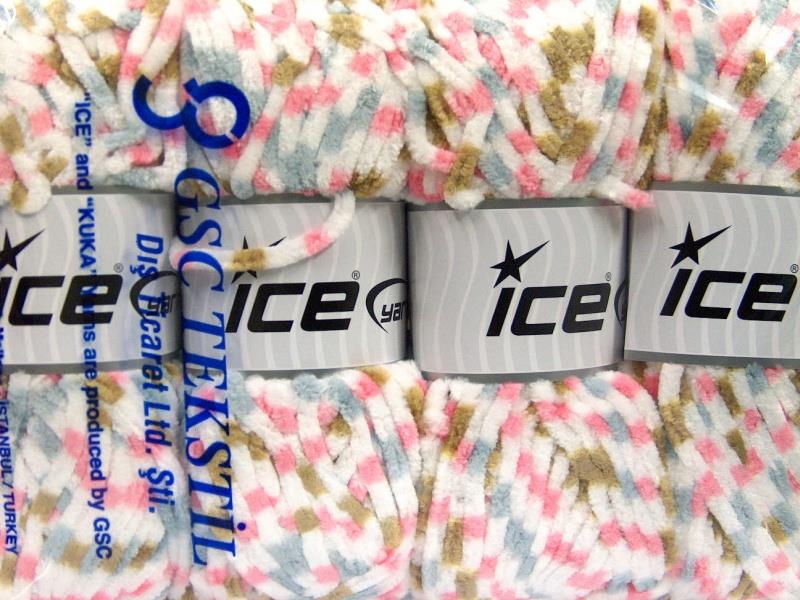 Chenille Baby Colors Pink, Blue, White, Olive Green