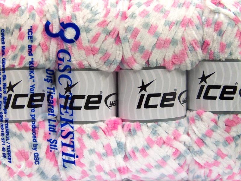 Chenille Baby Colors Pink, White, Light Grey