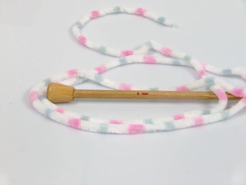Chenille Baby Colors Pink, White, Light Grey