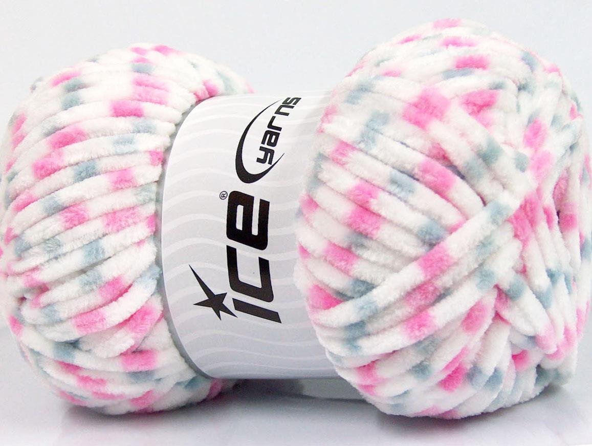 Chenille Baby Colors Pink, White, Light Grey