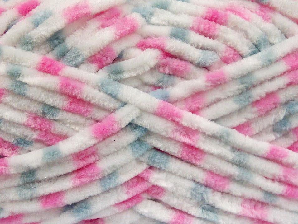 Chenille Baby Colors Pink, White, Light Grey