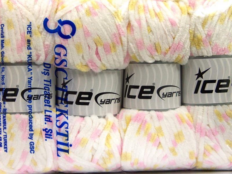 Chenille Baby Colors Pink, White, Yellow