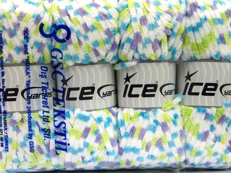 Chenille Baby Colors White, Lilac, Turquoise, Neon Green