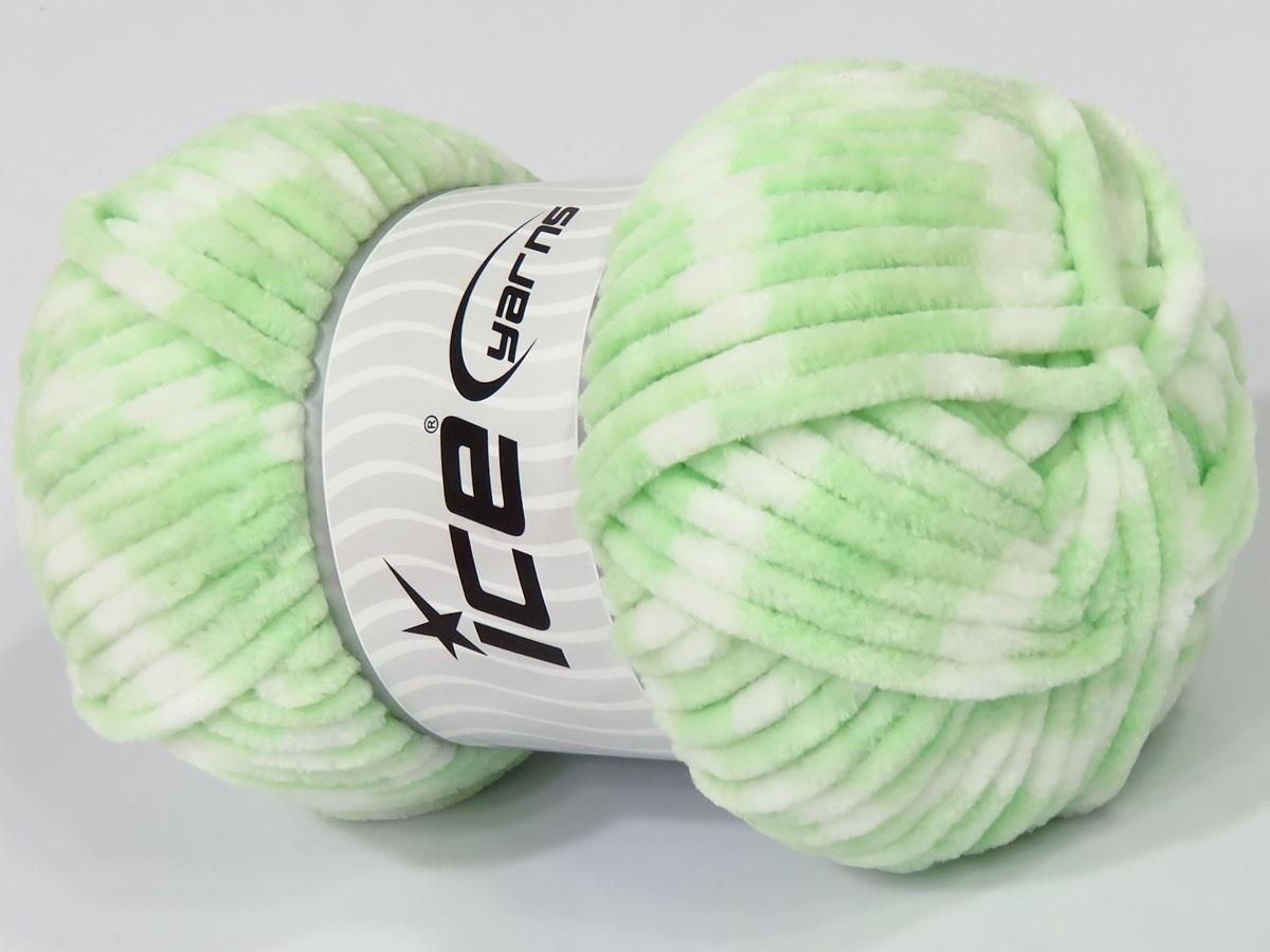 Chenille Baby Colors White, Mint Green