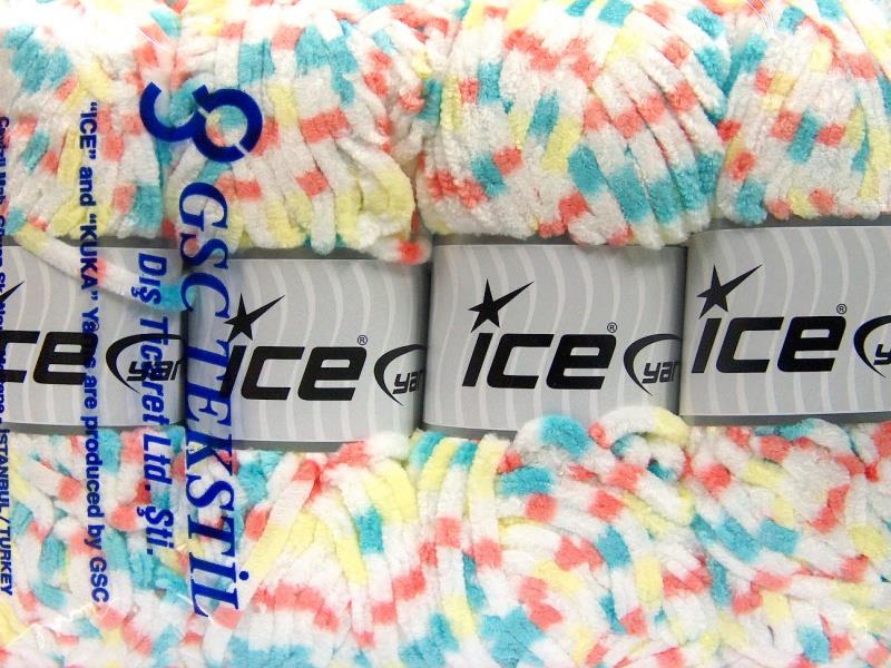 Chenille Baby Colors White, Turquoise, Yellow, Salmon