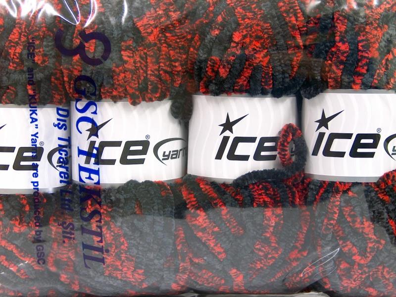 Chenille Safari Black, Red