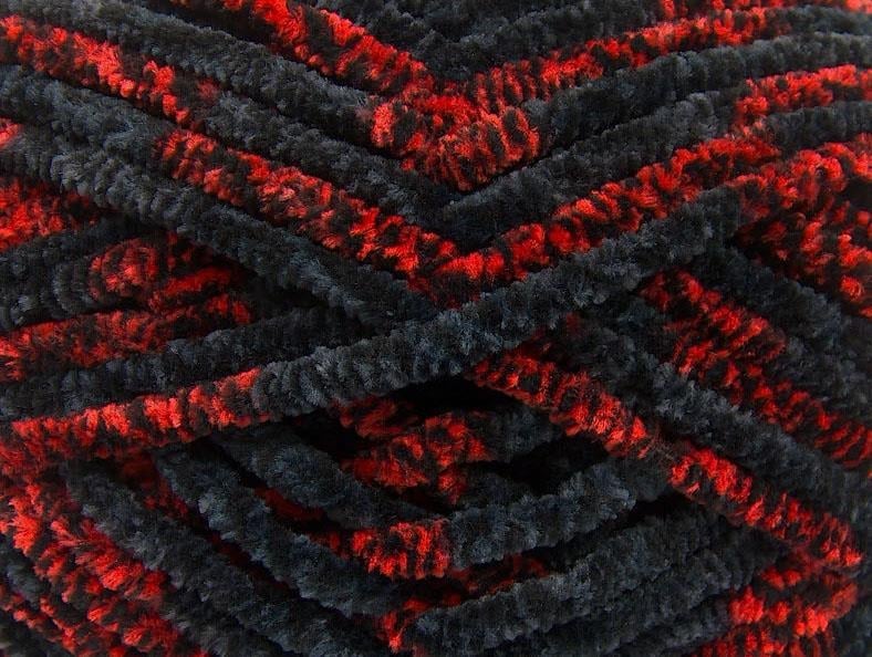 Chenille Safari Black, Red