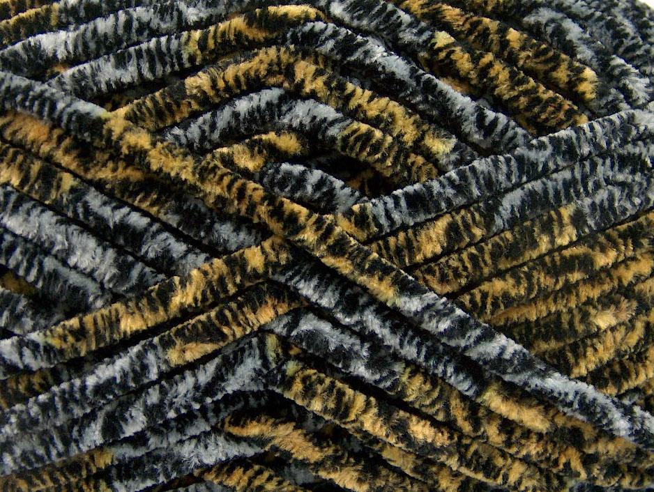 Chenille Safari Black, Yellow, Grey