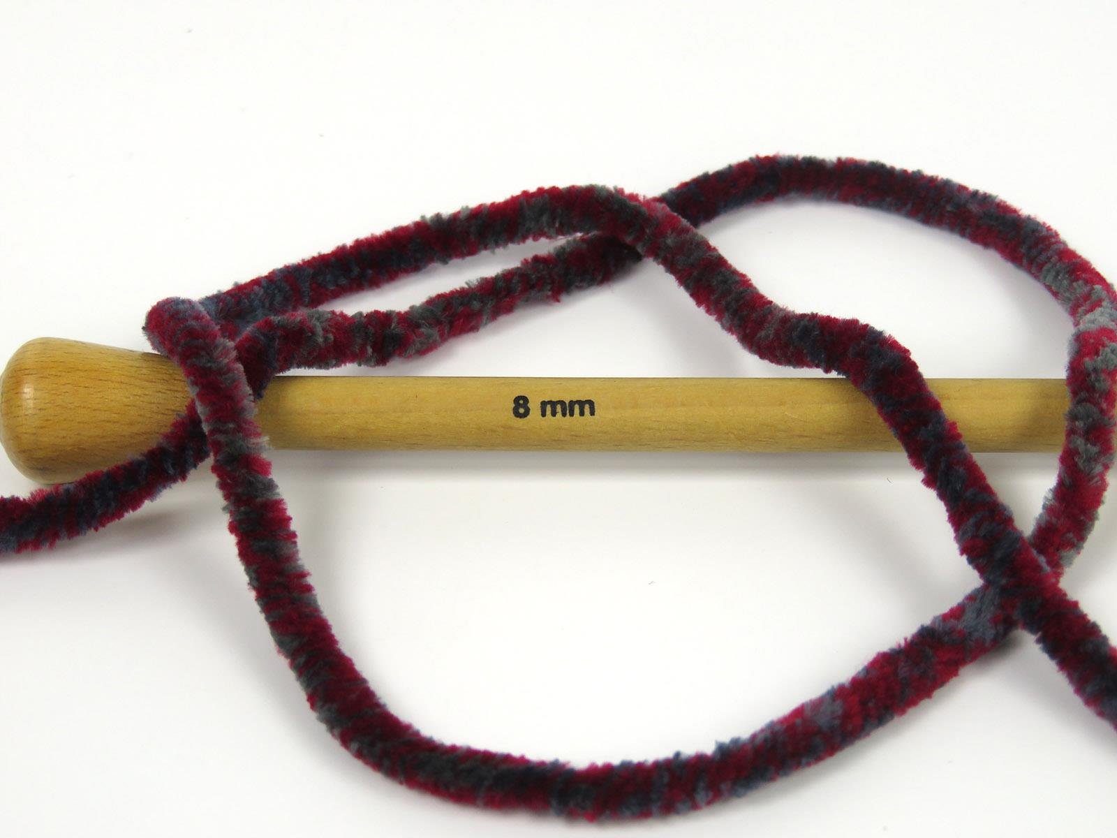 Chenille Safari Grey, Burgundy