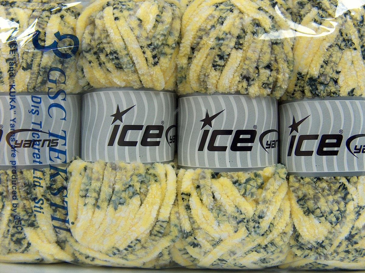 Chenille Tweed Black, White, Yellow, Grey Shades