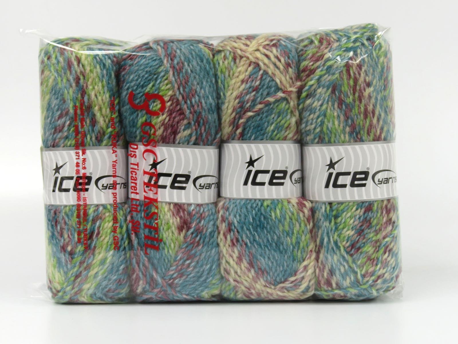 Estrella Green, Cream, Turquoise, Maroon