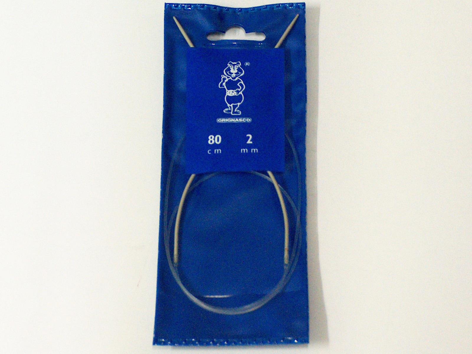 Grignasco Aluminum Circular Knitting Needles . 80 cm - Size: 2 mm (US 0)