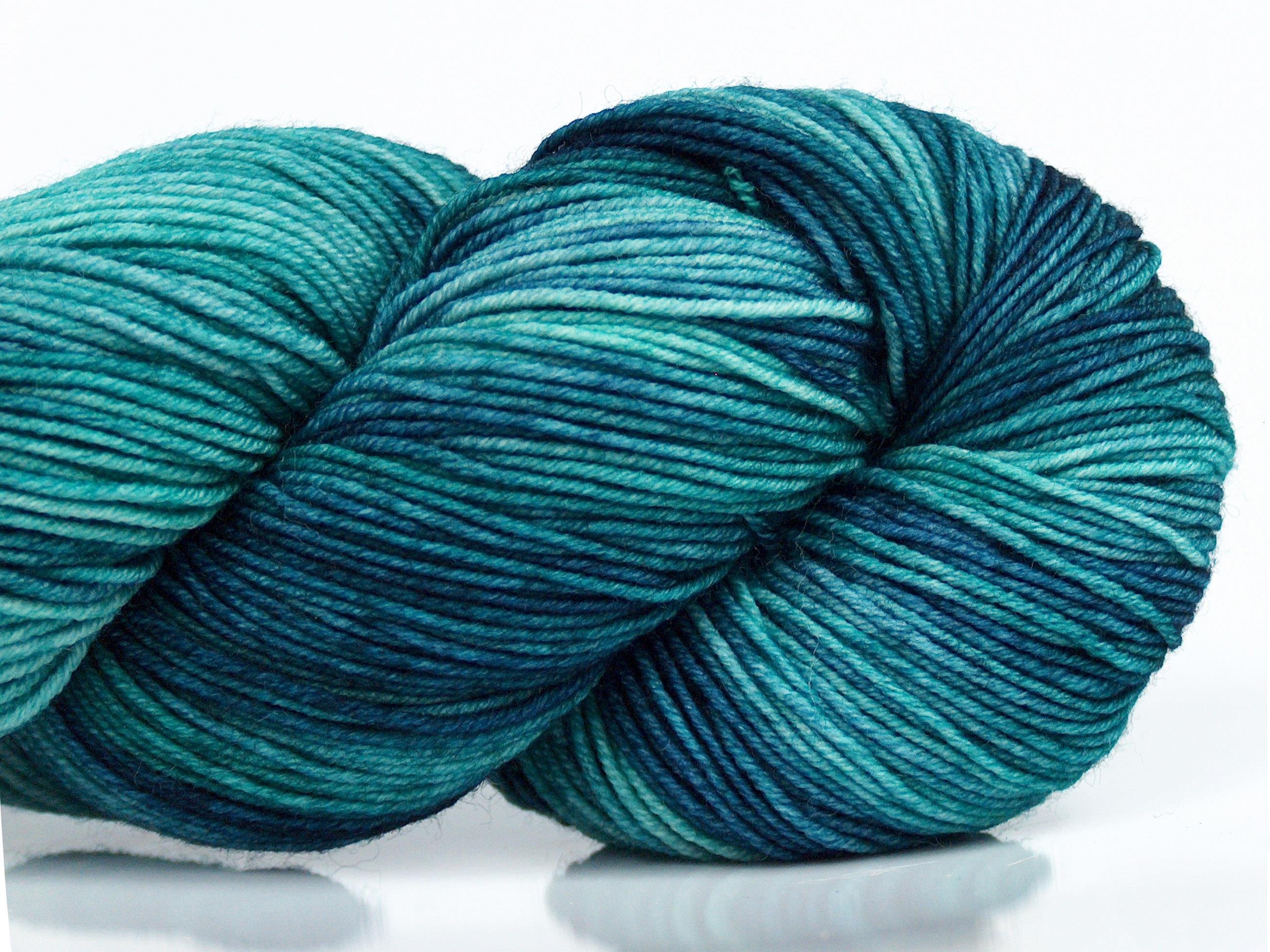 Hand Dyed Sock Merino Blue Shades