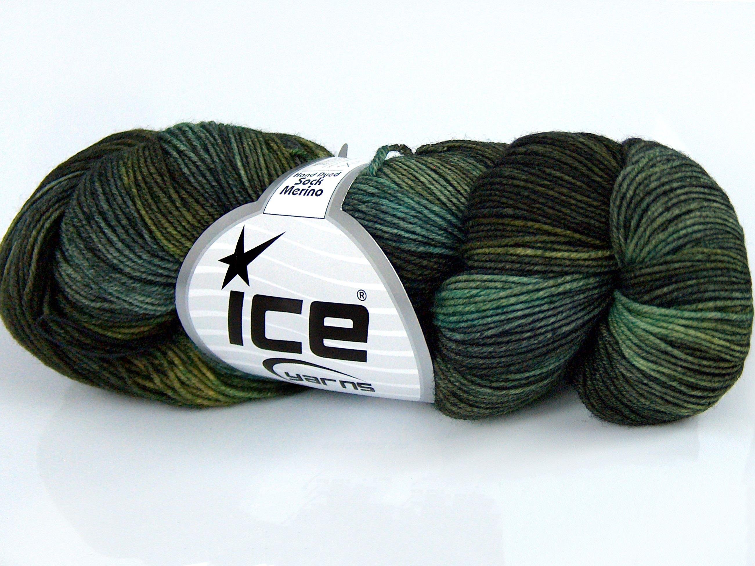 Hand Dyed Sock Merino Green Shades