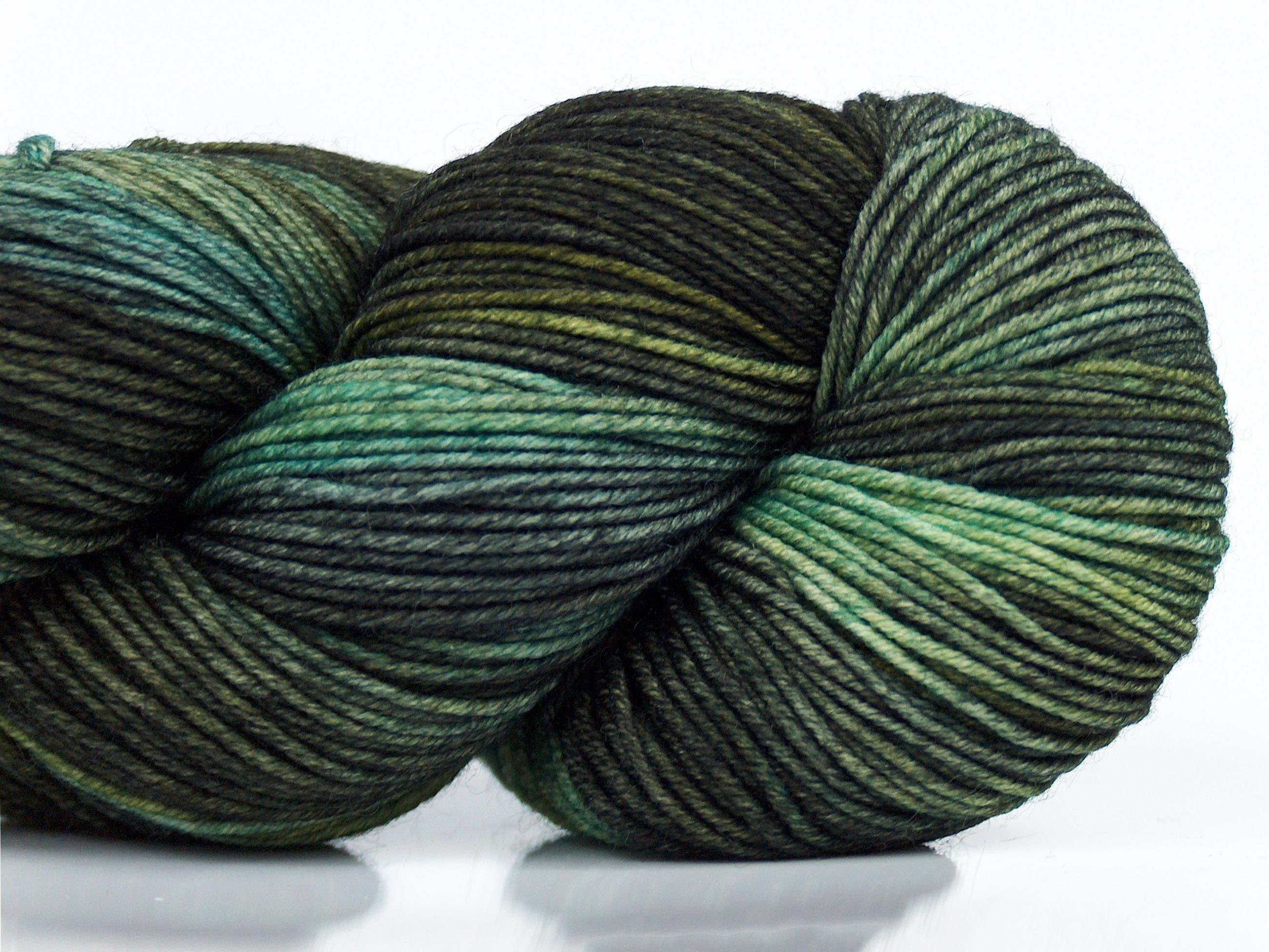 Hand Dyed Sock Merino Green Shades