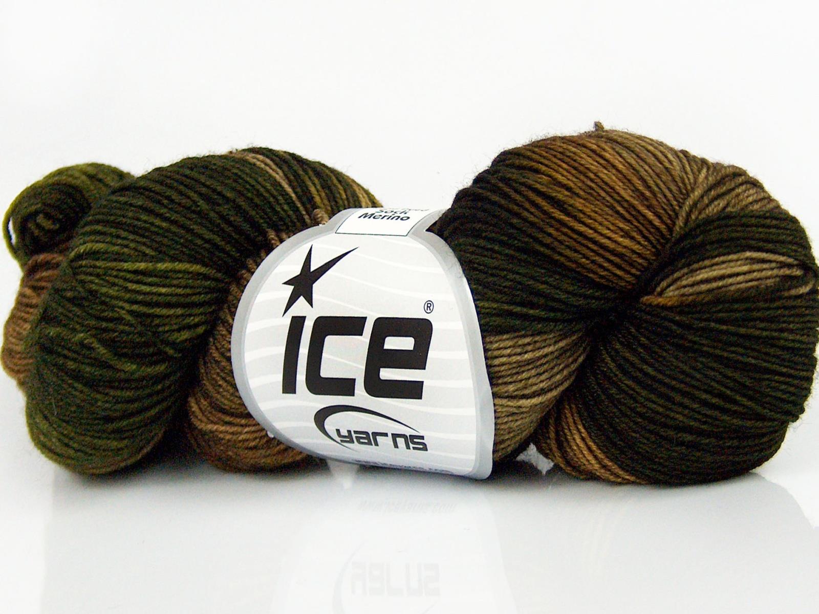Hand Dyed Sock Merino Khaki Shades