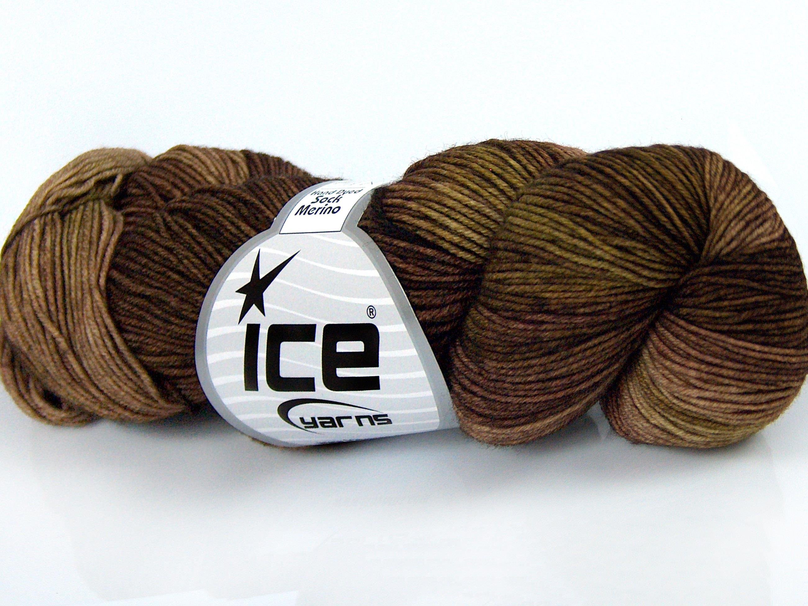 Hand Dyed Sock Merino Khaki Shades