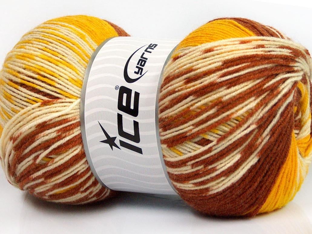 Jacquard Wool Cream, Yellow, Copper