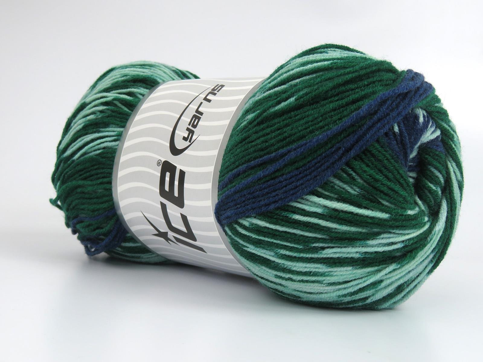 Jacquard Wool Navy, Green Shades