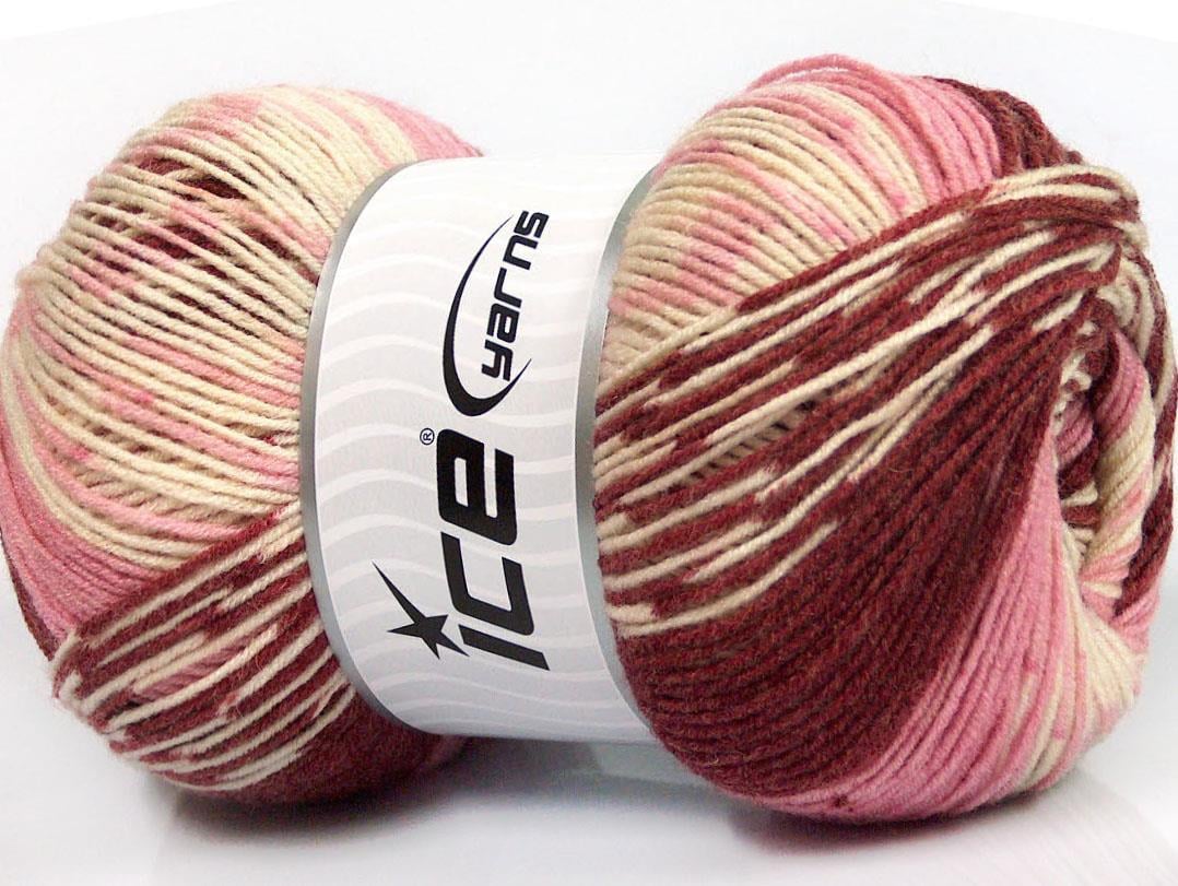 Jacquard Wool Pink, Cream, Burgundy