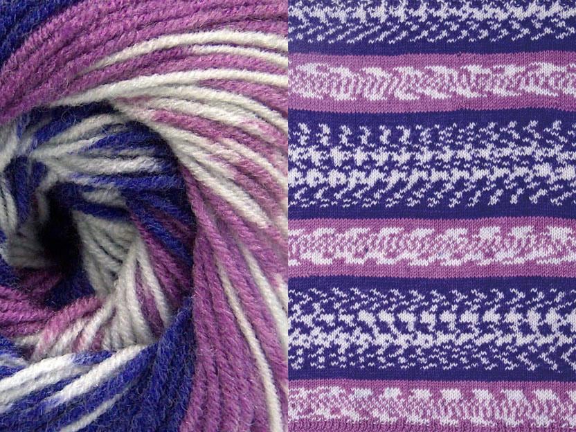 Jacquard Wool White, Purple, Lilac