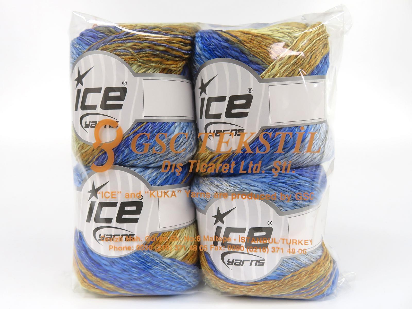 Linen VisCot Blue Shades, Gold Shades