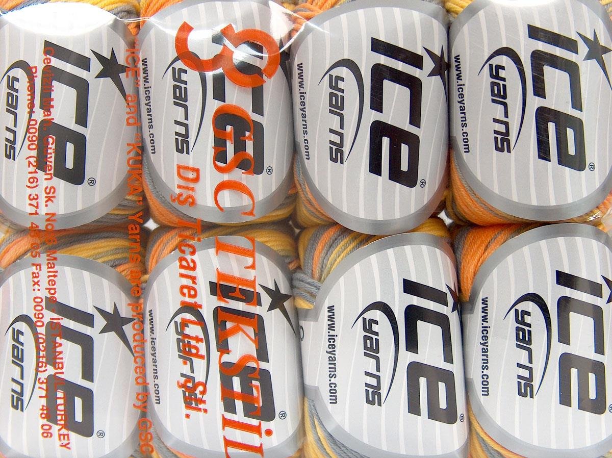 Lorena Batik DK Orange, Yellow, Grey, Camel