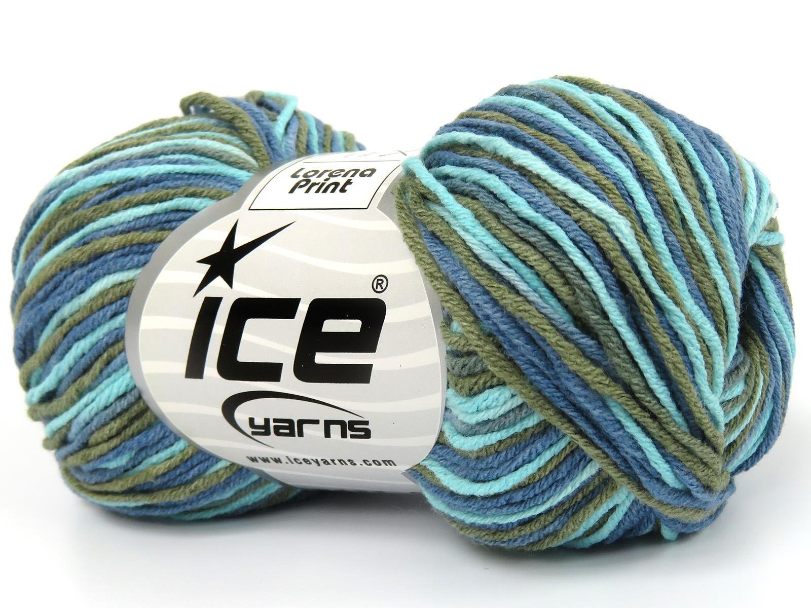 Lorena Print Blue, Khaki, Turquoise Shades