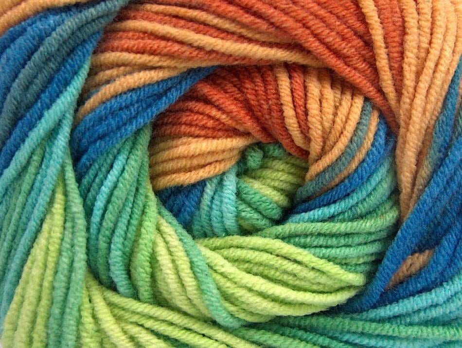 Lorena Print Blue, Turquoise, Light Brown, Green Shades, Copper