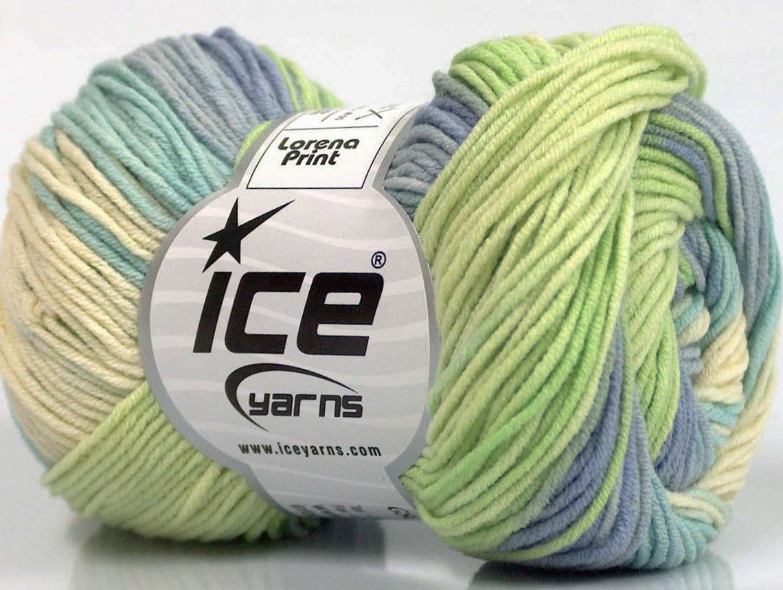 Lorena Print Green, Cream, Blue Shades