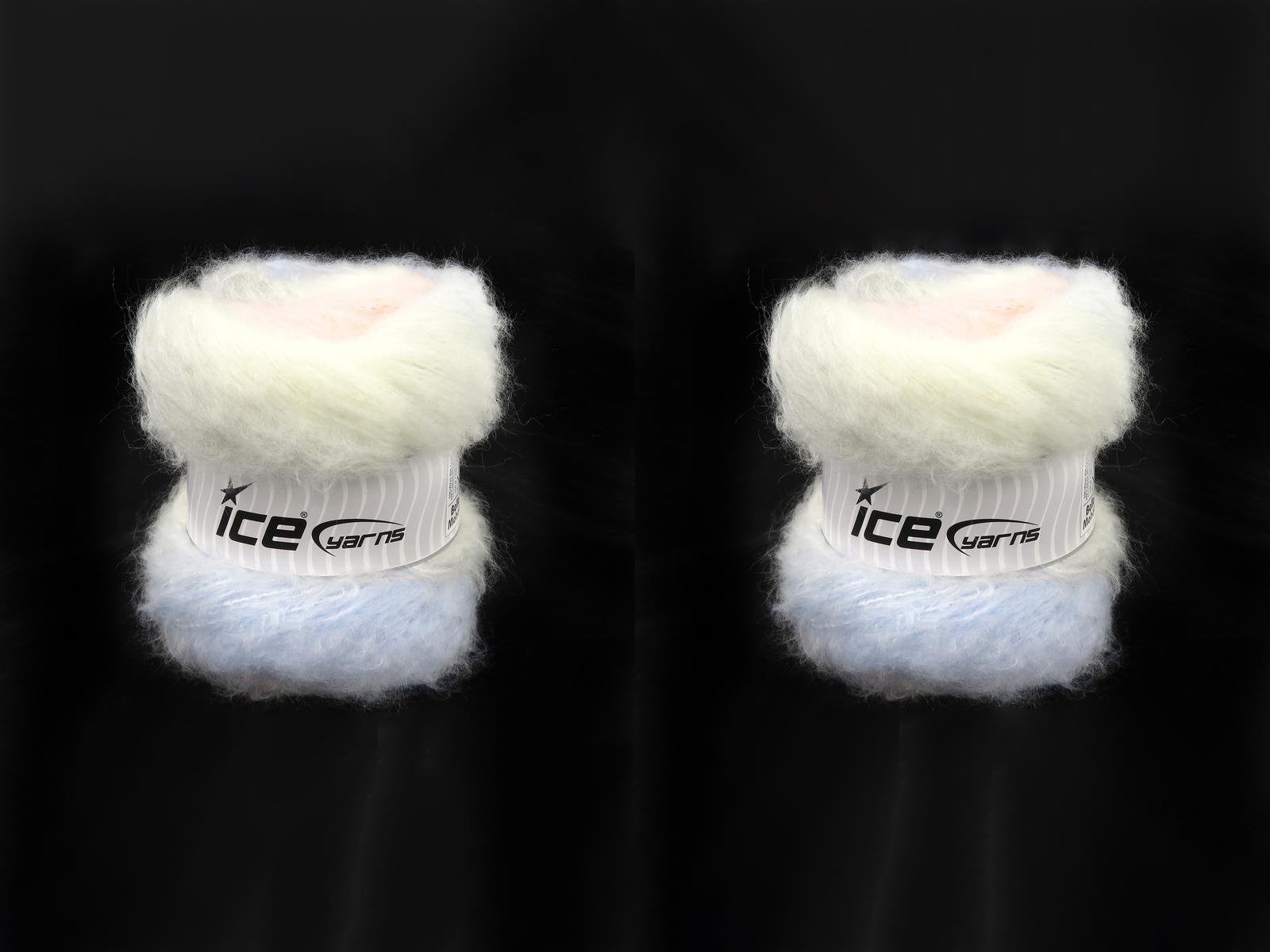 Lot of 2 x 150gr Skeins Ice Yarns BELLA MOHAIR (15% Mohair) Yarn Ecru Light Grey Light Pink Light Blue