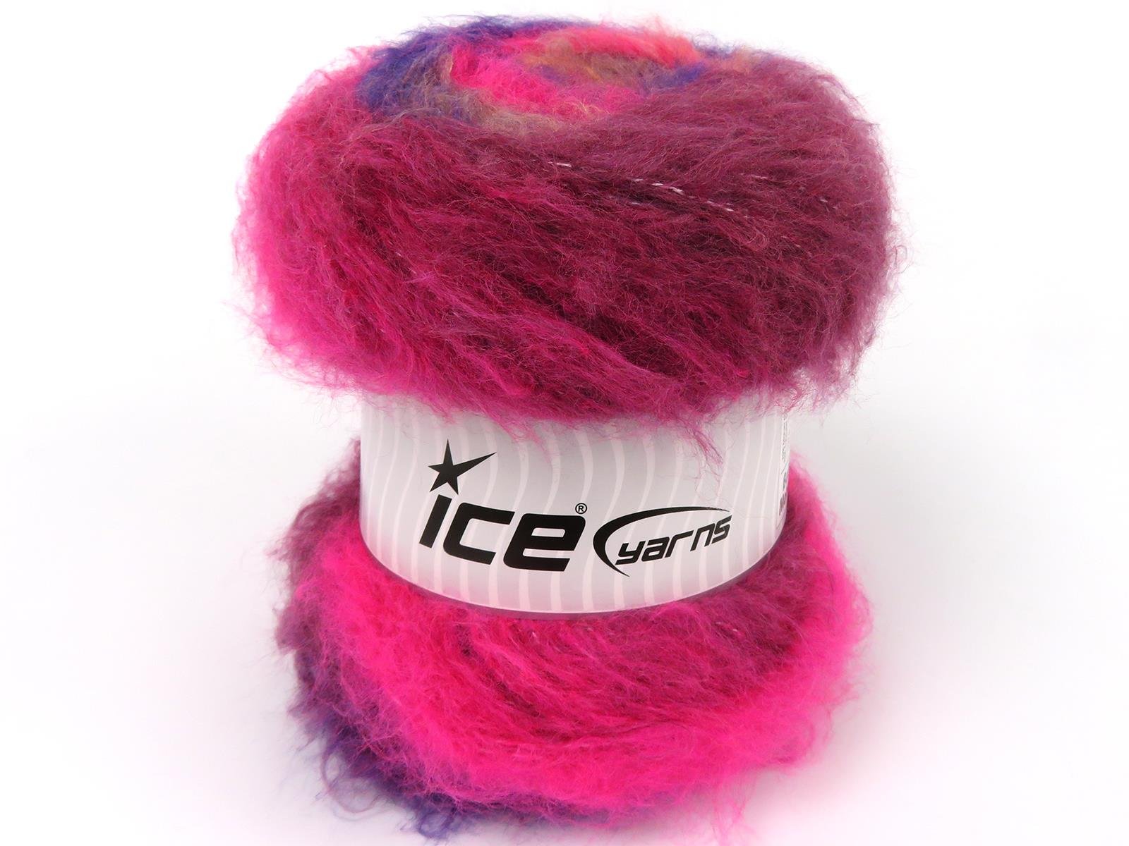 Lot of 2 x 150gr Skeins Ice Yarns BELLA MOHAIR (15% Mohair) Yarn Purple Burgundy Pink Light Salmon