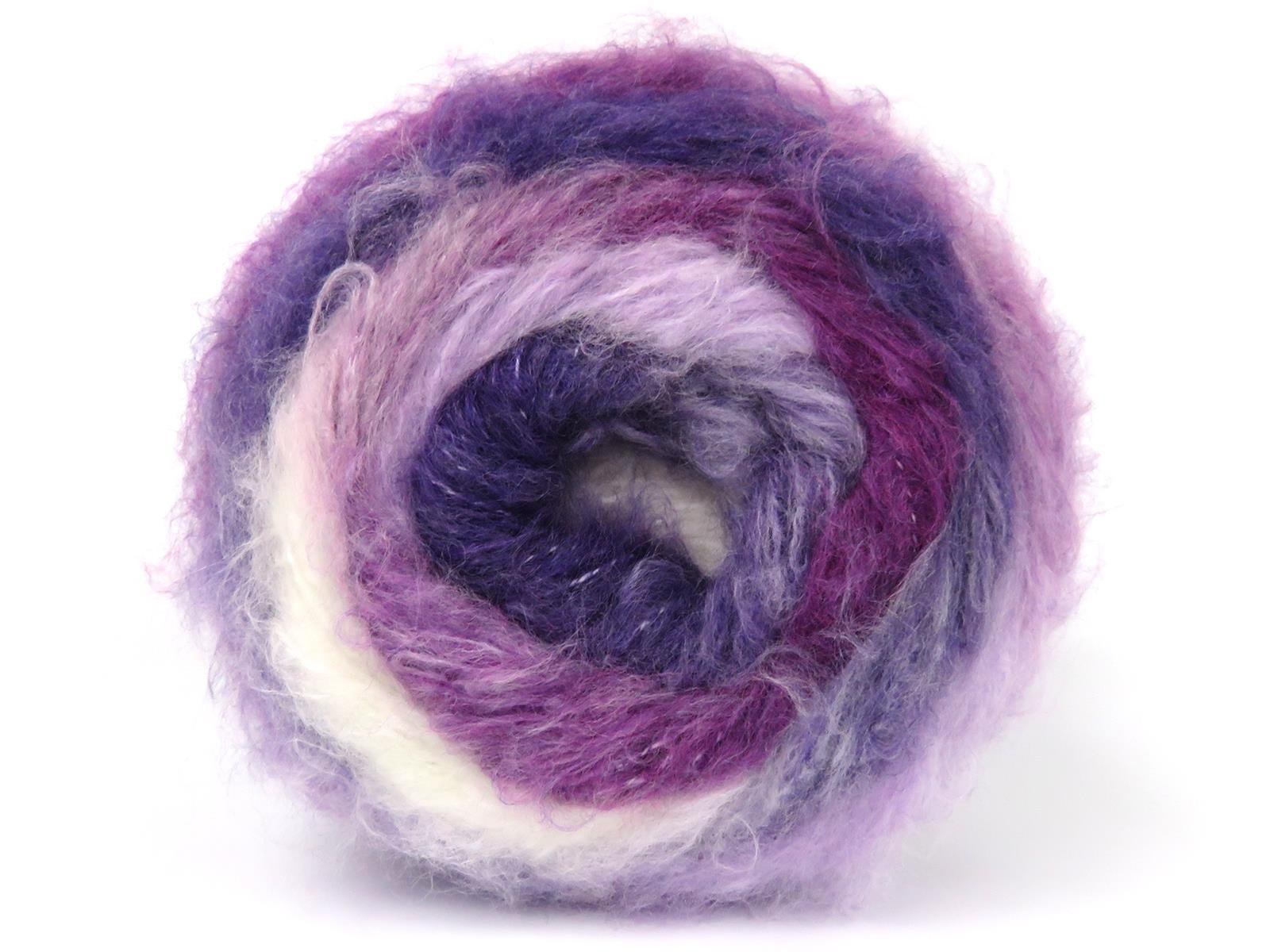Lot of 2 x 150gr Skeins Ice Yarns CAKES FANCY MOHAIR (15% Mohair) Yarn Ecru Purple Shades