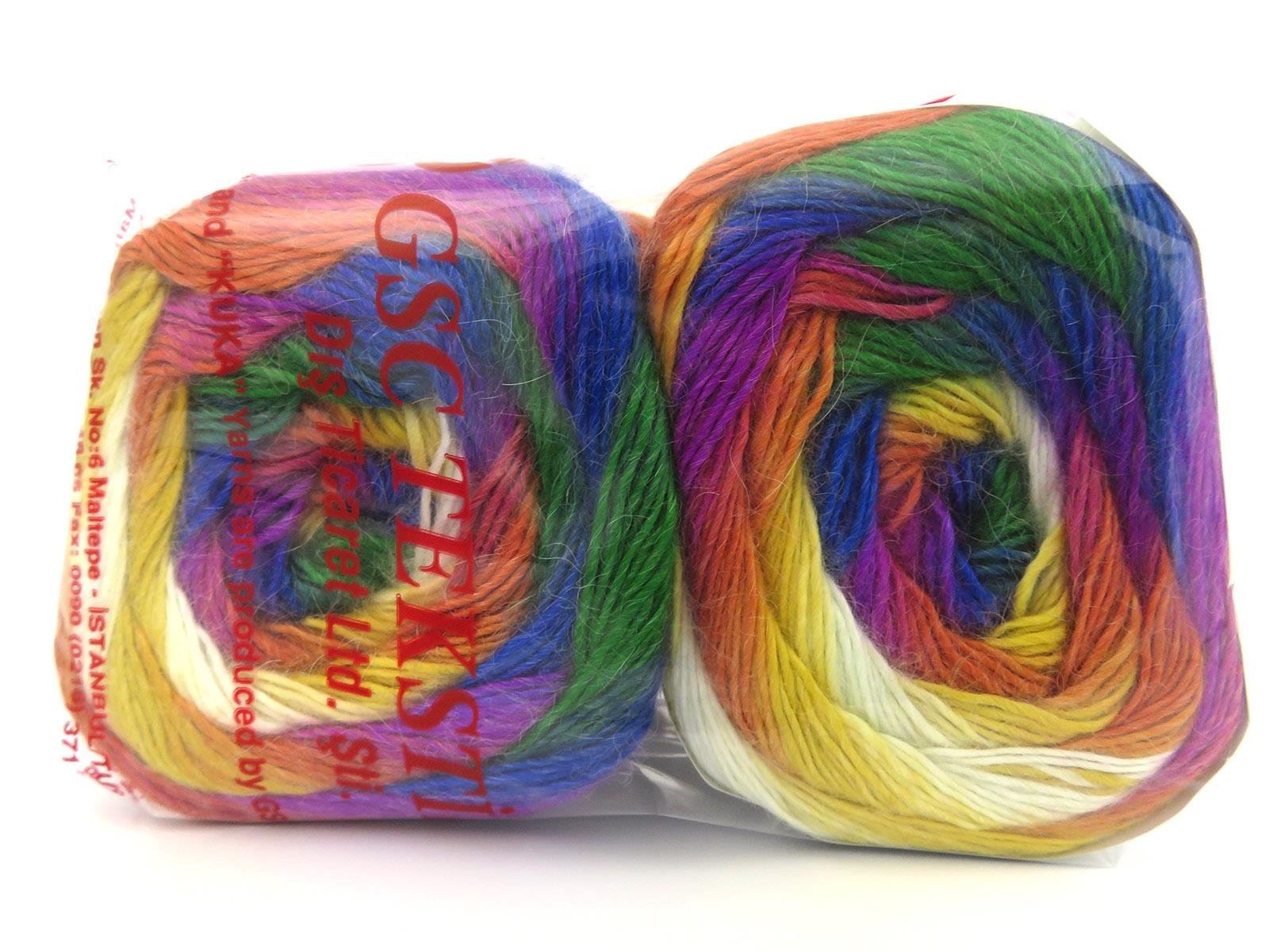 Lot of 2 x 150gr Skeins Ice Yarns CAKES ALPACA FINE (25% Alpaca) Yarn Multicolor