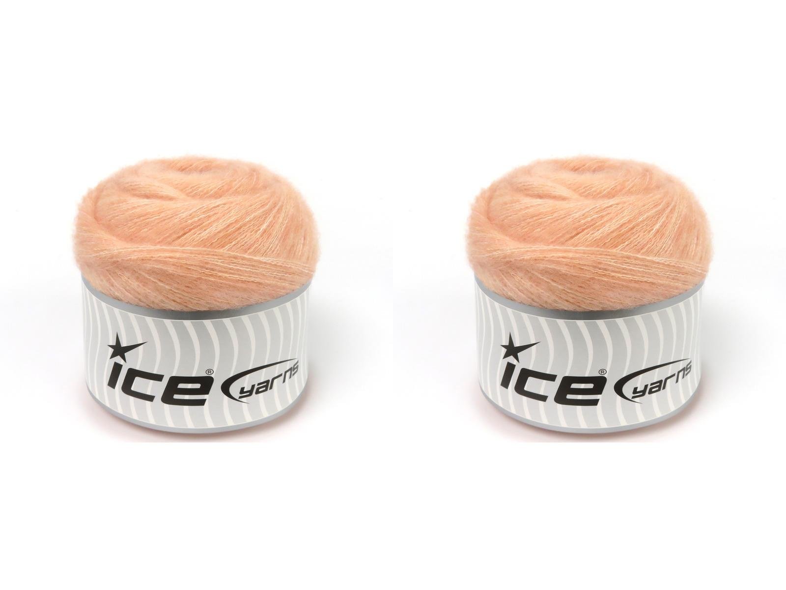 Lot of 2 x 150gr Skeins Ice Yarns CAKES TOMMY WOOL (10% Wool) Yarn Light Salmon Melange
