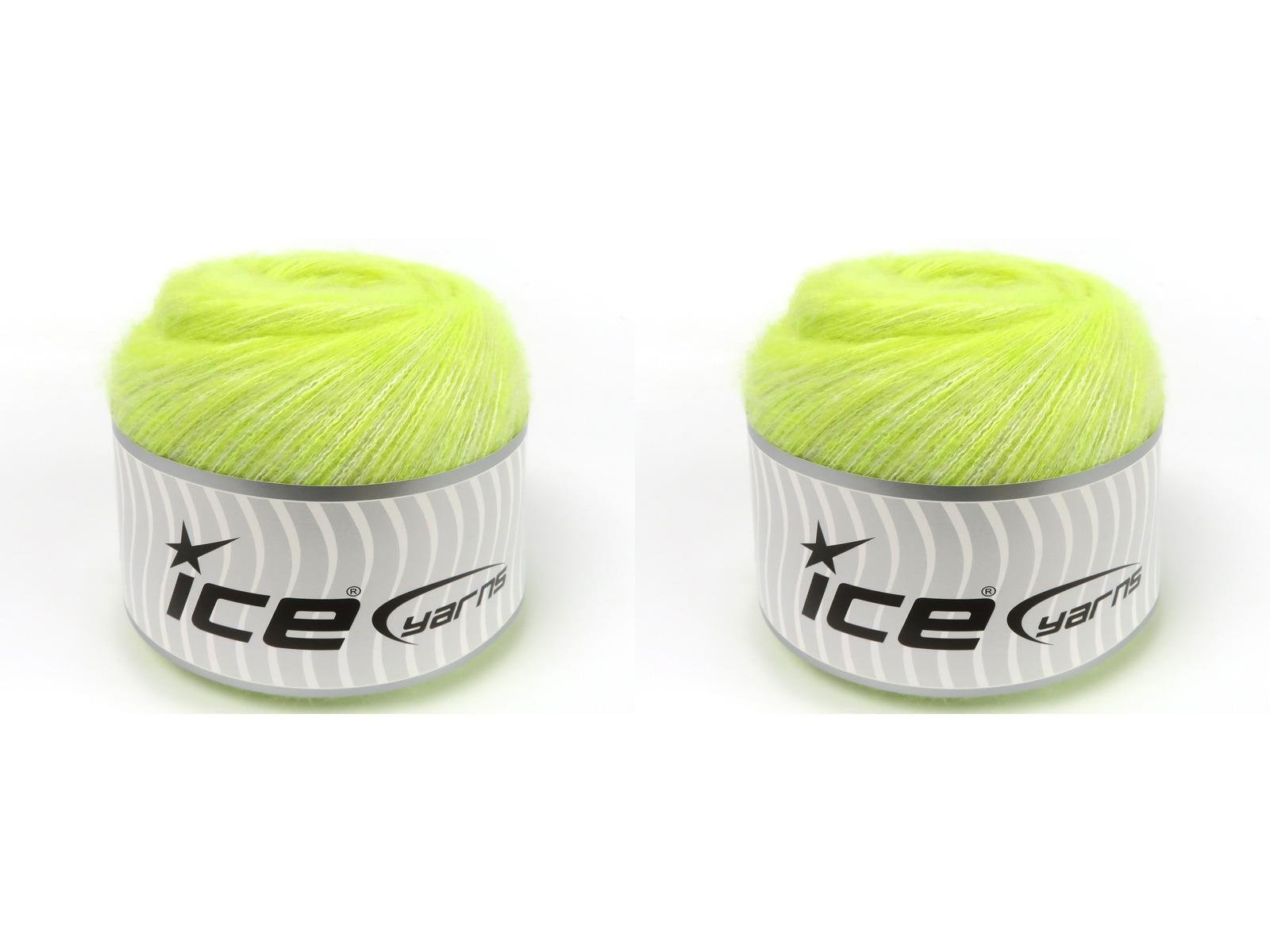 Lot of 2 x 150gr Skeins Ice Yarns CAKES TOMMY WOOL (10% Wool) Yarn Light Green melange