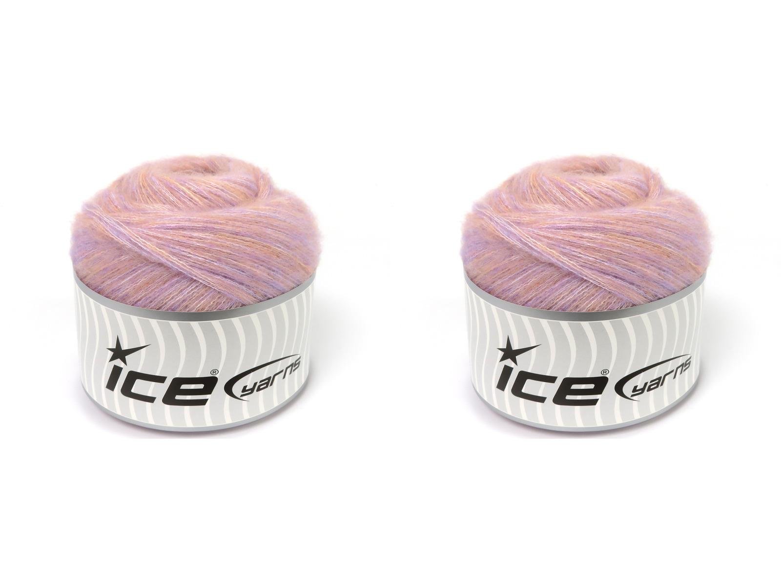 Lot of 2 x 150gr Skeins Ice Yarns CAKES TOMMY WOOL (10% Wool) Yarn Light Salmon Light Lilac