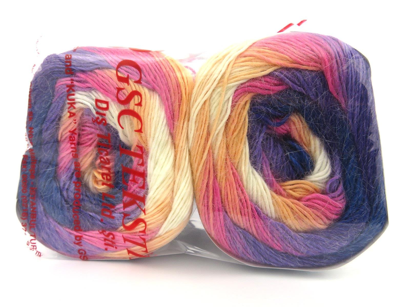 Lot of 2 x 150gr Skeins Ice Yarns CAKES ALPACA FINE (25% Alpaca) Yarn Multicolor