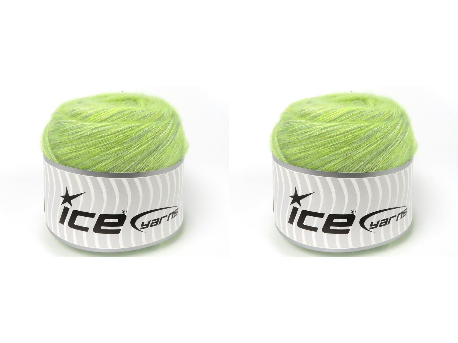 Lot of 2 x 150gr Skeins Ice Yarns CAKES TOMMY WOOL (10% Wool) Yarn Green Shades