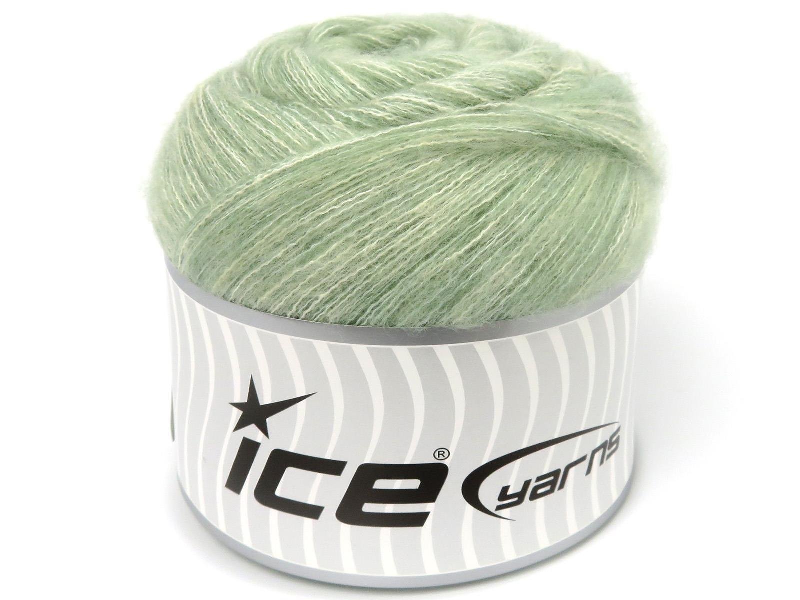 Lot of 2 x 150gr Skeins Ice Yarns CAKES TOMMY WOOL (10% Wool) Yarn Mint Green Melange