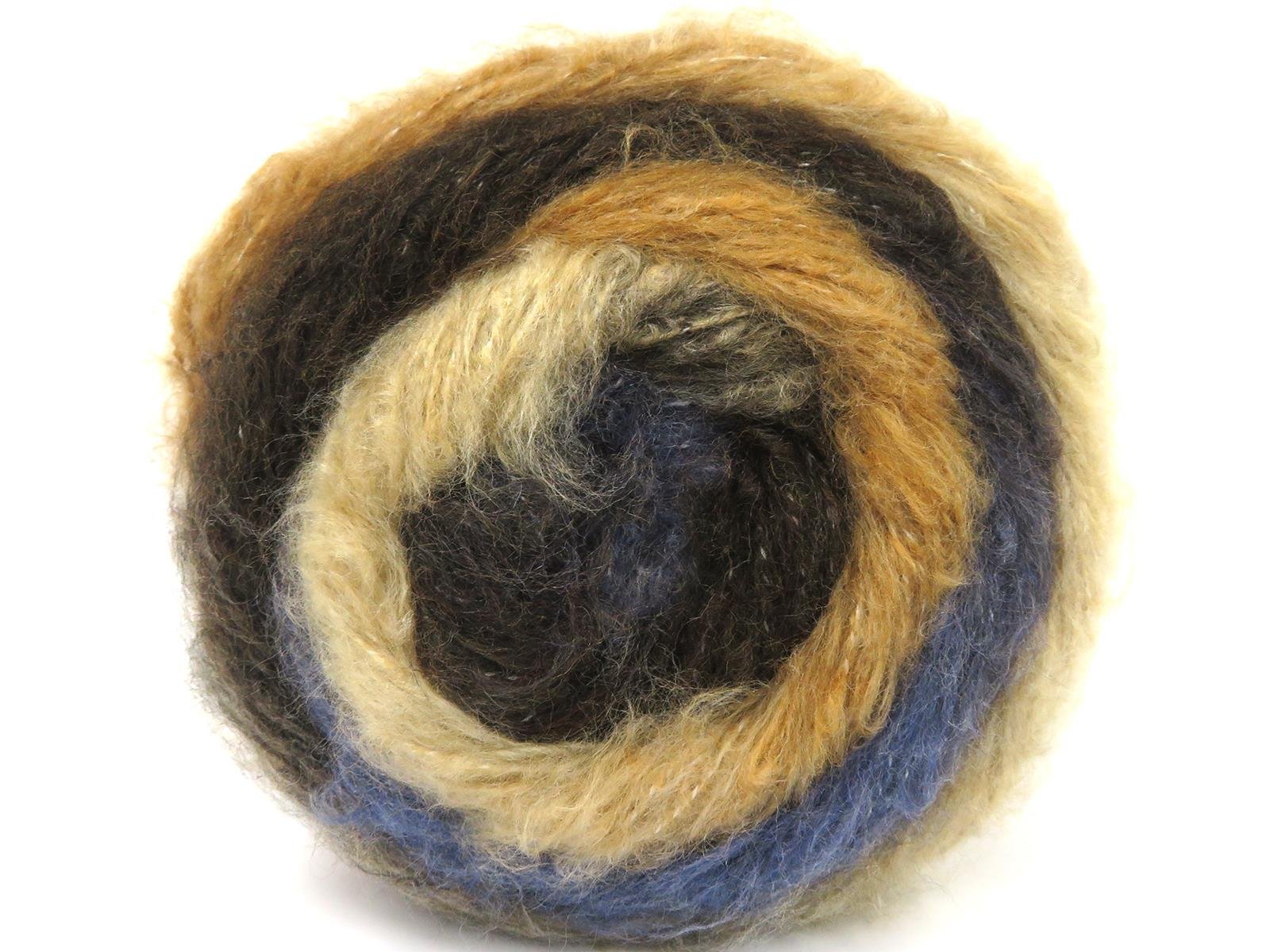 Lot of 2 x 150gr Skeins Ice Yarns CAKES FANCY MOHAIR (15% Mohair) Yarn Jeans Blue Brown Shades