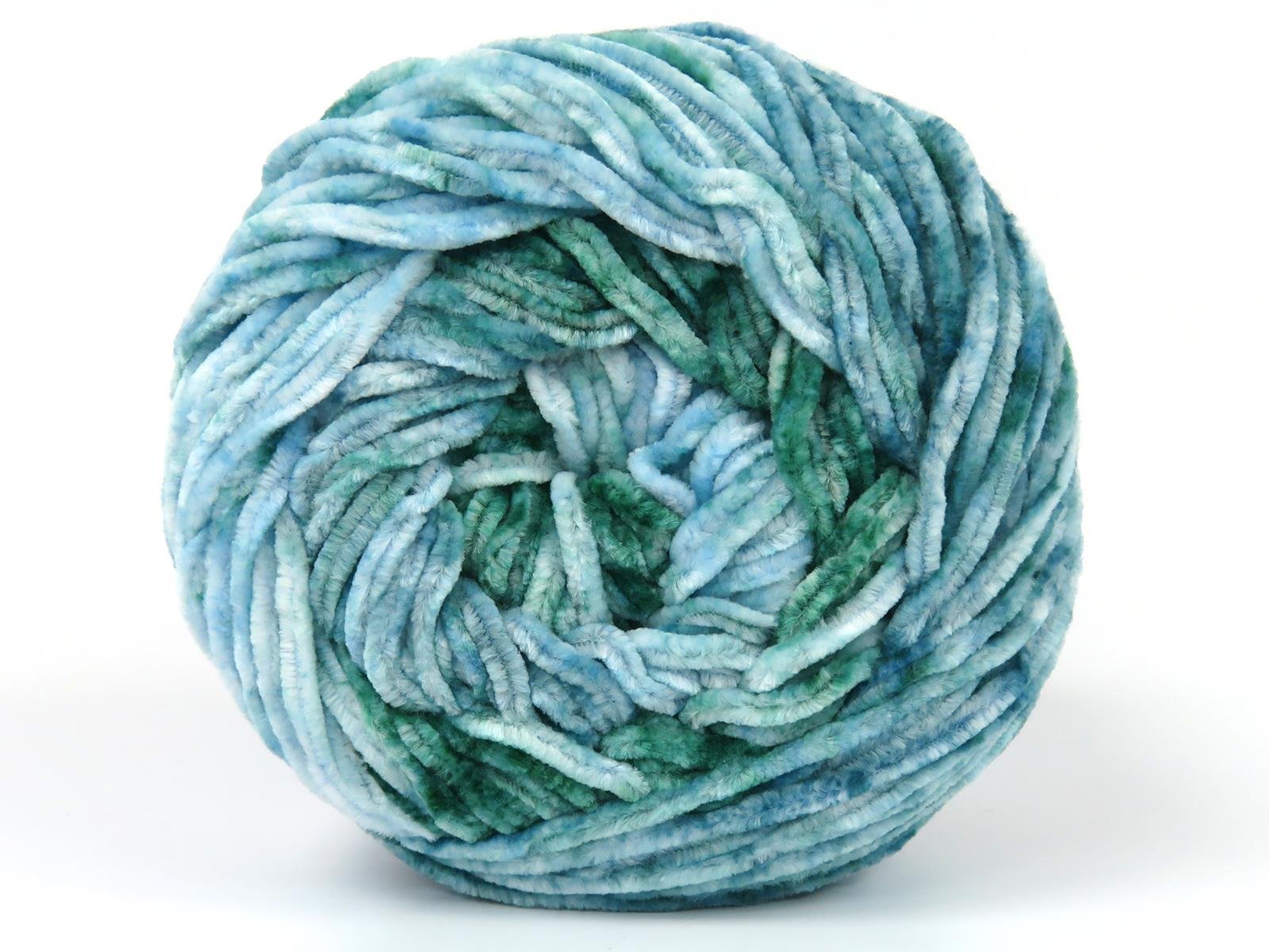 Lot of 2 x 150gr Skeins Ice Yarns CHENILLE SPLASH (100% MicroFiber) Yarn Green Shades Blue Shades