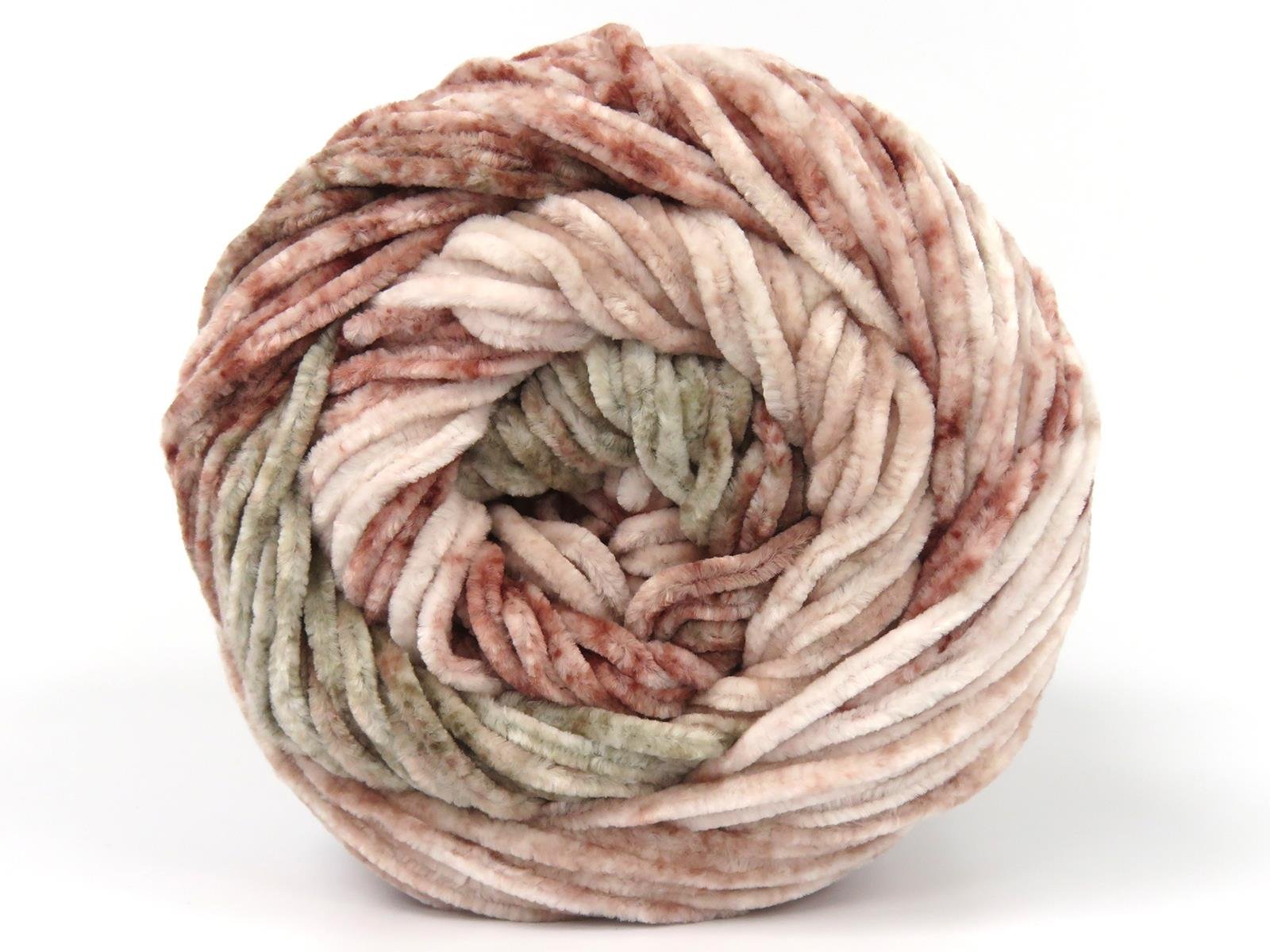 Lot of 2 x 150gr Skeins Ice Yarns CHENILLE SPLASH (100% MicroFiber) Yarn Burgundy Pink Shades Brown Shades