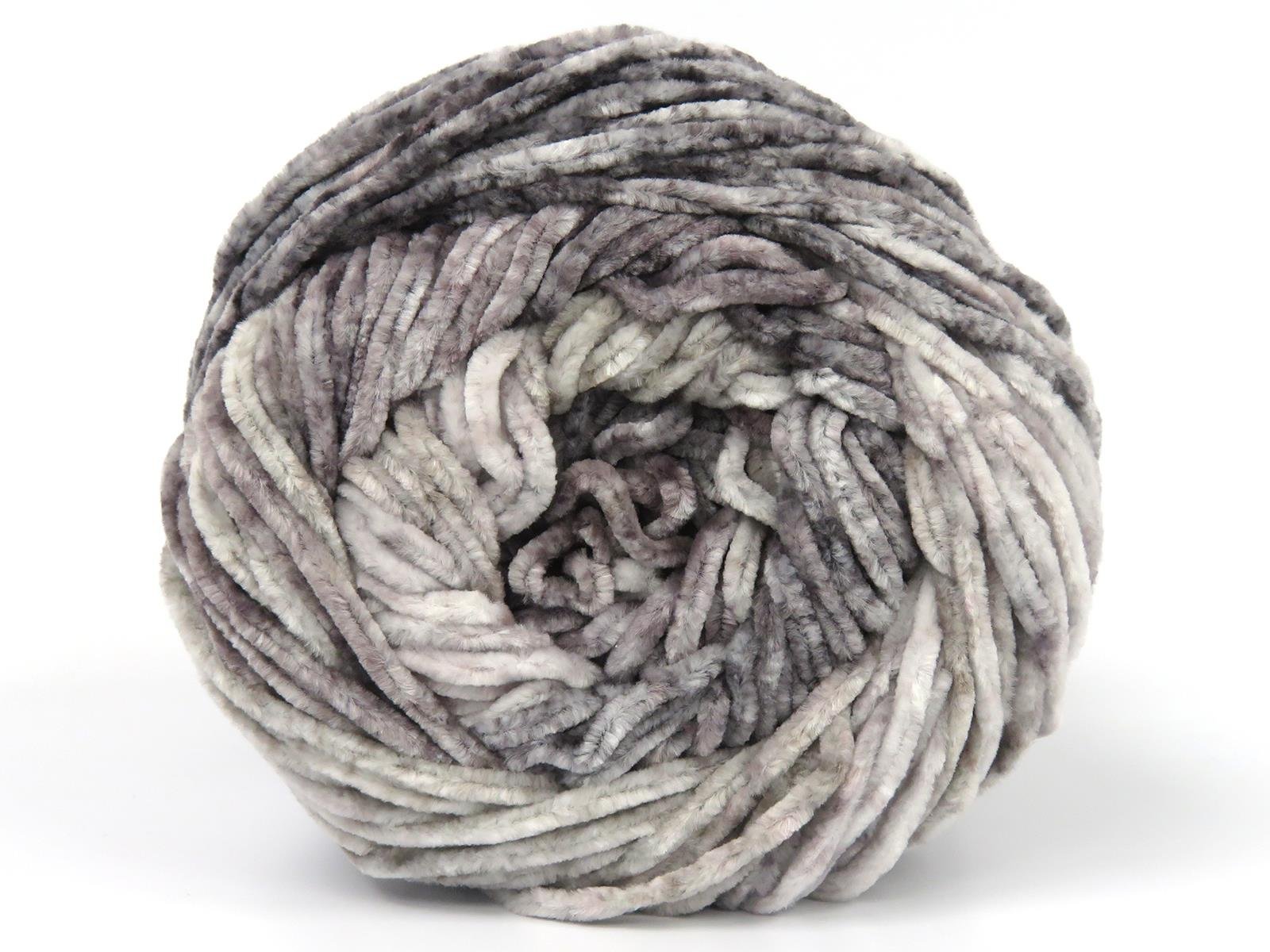 Lot of 2 x 150gr Skeins Ice Yarns CHENILLE SPLASH (100% MicroFiber) Yarn Grey Shades